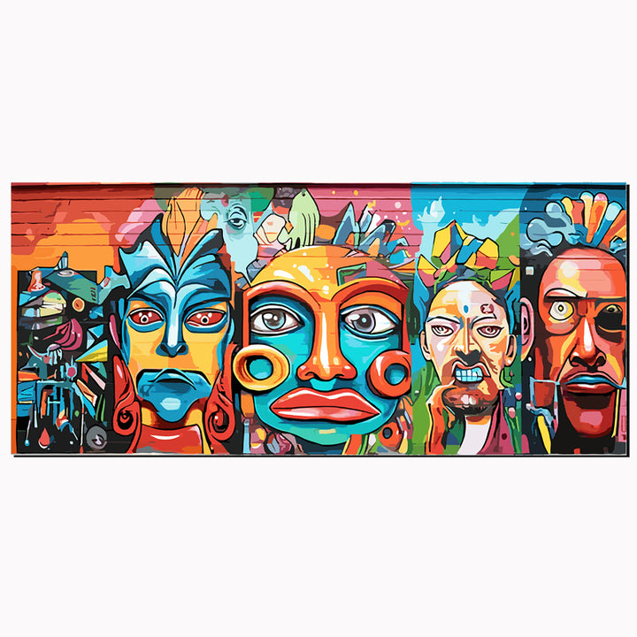tableau décoratif - Graffiti Masques1 - bâche mat 150 x 60 cm