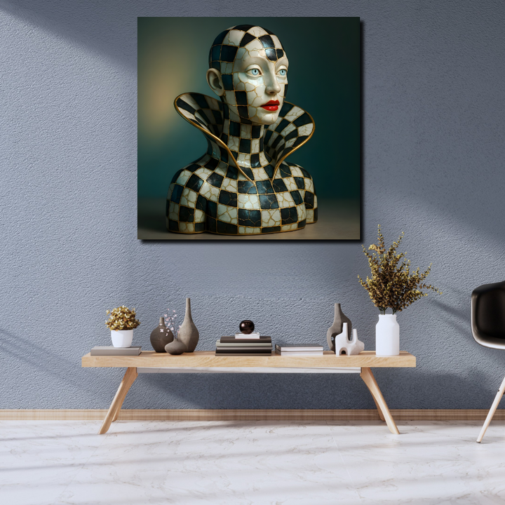 tableau décoratif - Reine du Damier 100 x 100 cm