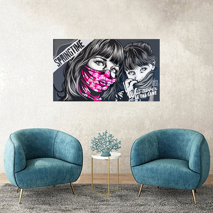 tableau décoratif - Graffiti Spring time - vinyle mat sur mdf -105 x 60 cm