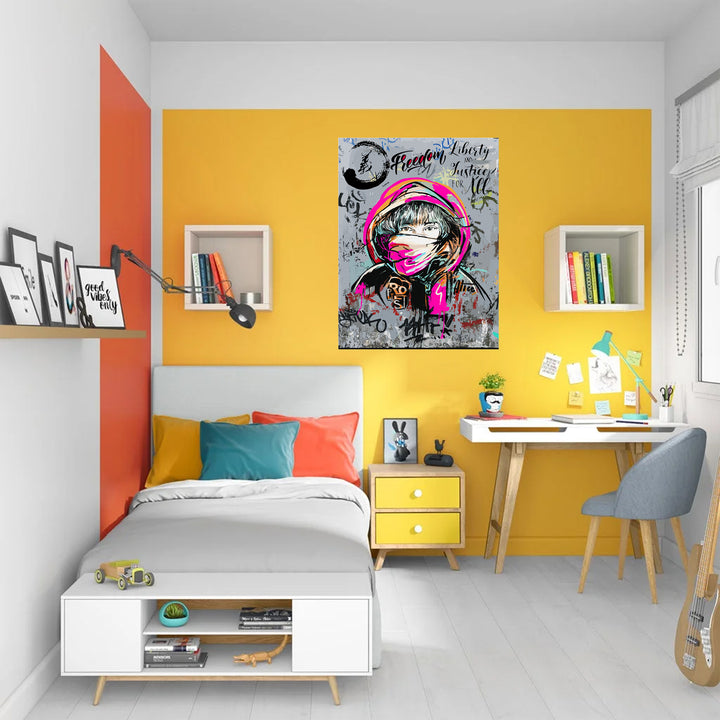 Tableau décoratif - Graffiti Alice - mdf -80x60 cm - vinyle mat