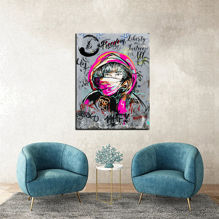 Tableau décoratif - Graffiti Alice - mdf -80x60 cm - vinyle mat