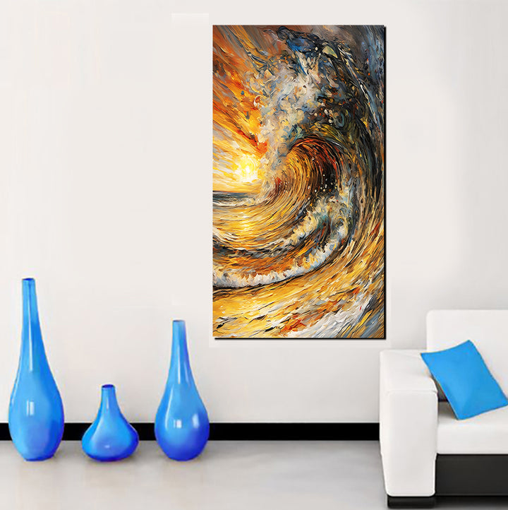 tableau Vague au coucher - bâche souple - 60x120 cm