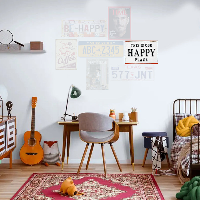 Tableau décoratif - plaque 21x30cm -  happy place