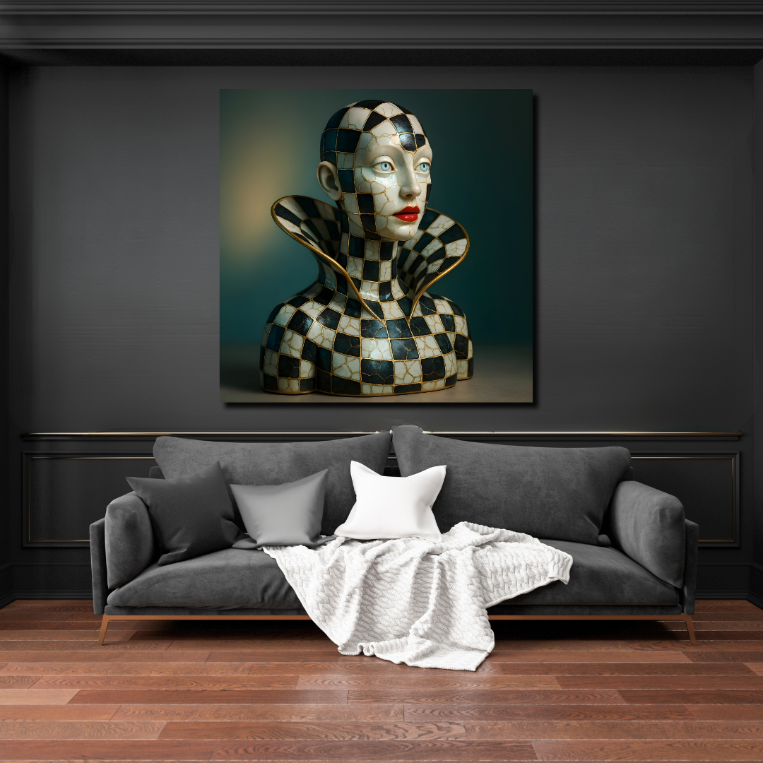 tableau décoratif - Reine du Damier 100 x 100 cm