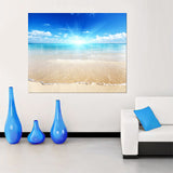 tableau mer plage ciel bleu 80x100 cm - vinyle sur mdf