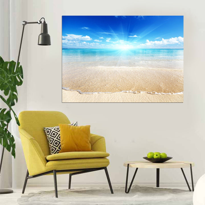 tableau mer plage ciel bleu 80x100 cm - vinyle sur mdf