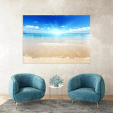 tableau mer plage ciel bleu 80x100 cm - vinyle sur mdf