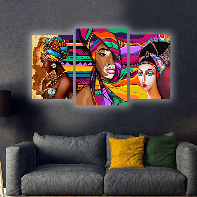 Tableau décoratif mdf - Africano 3pces - 30/50 40/60 30/50 cm
