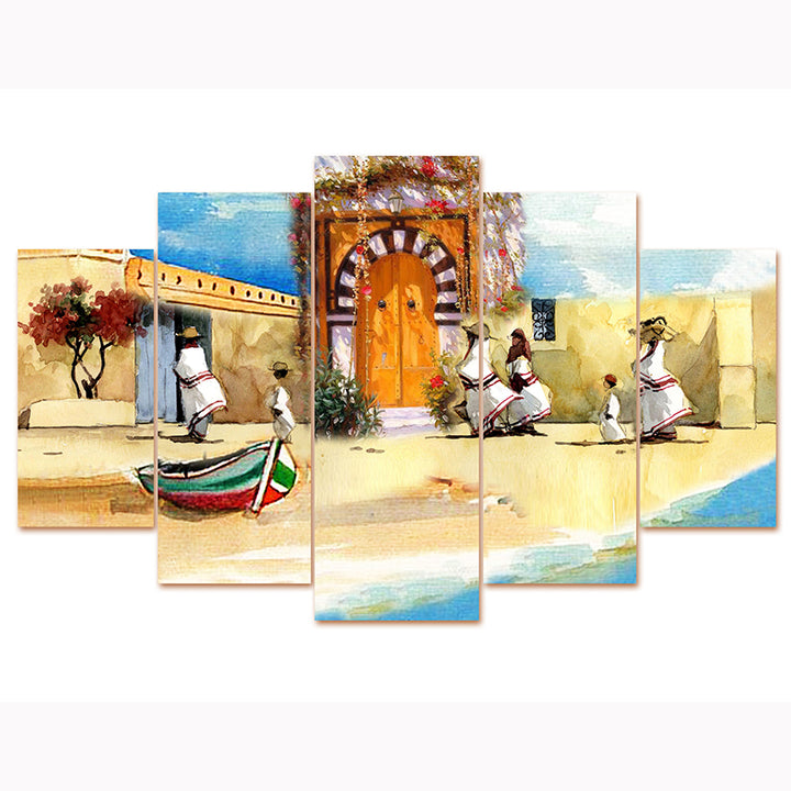 Tableau décoratif 5 pces  - Djerba adorable - 84 x 130 cm