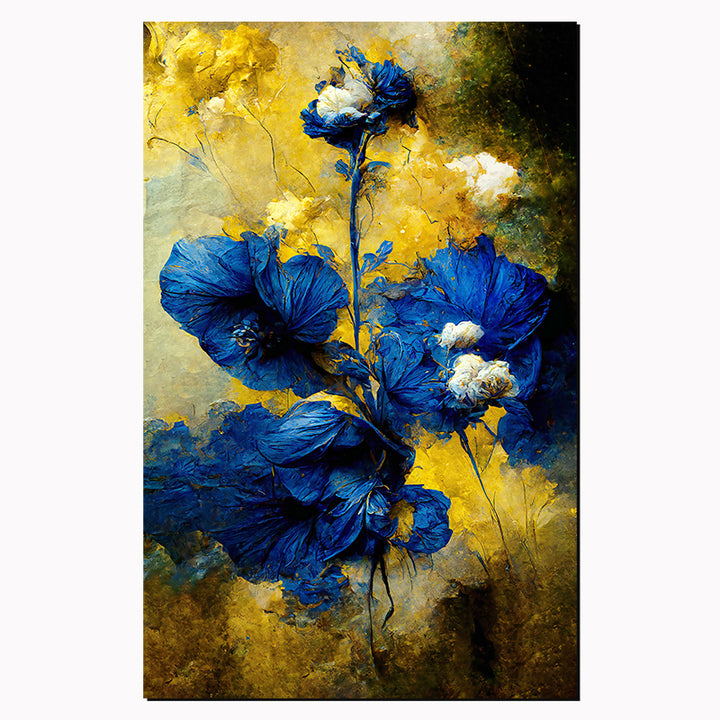tableau décoratif – Chrome Bleu Nuit et Jaune - 75 x 120 cm