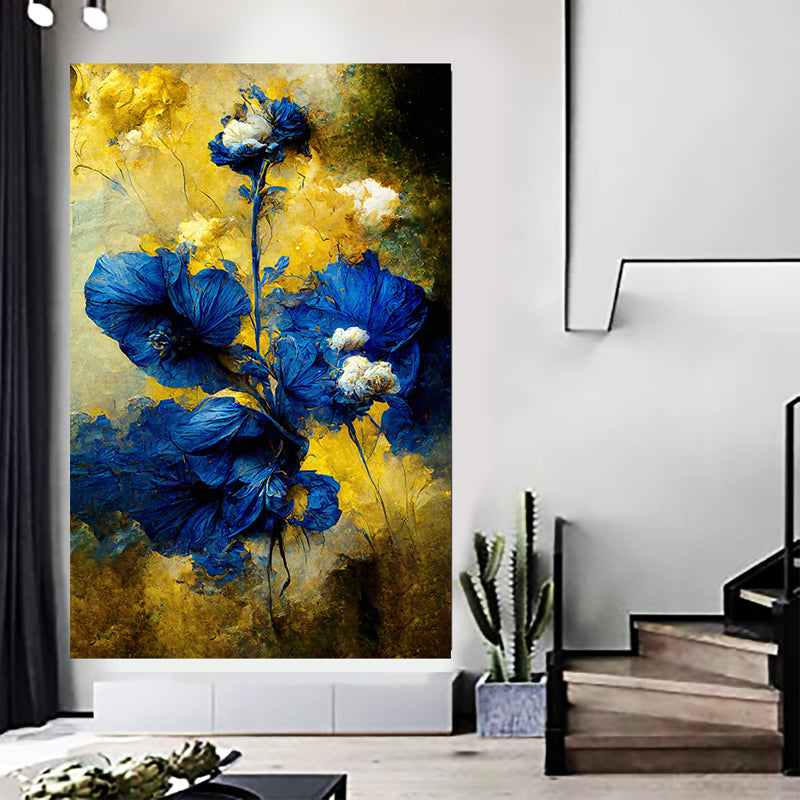 tableau décoratif – Chrome Bleu Nuit et Jaune - 75 x 120 cm
