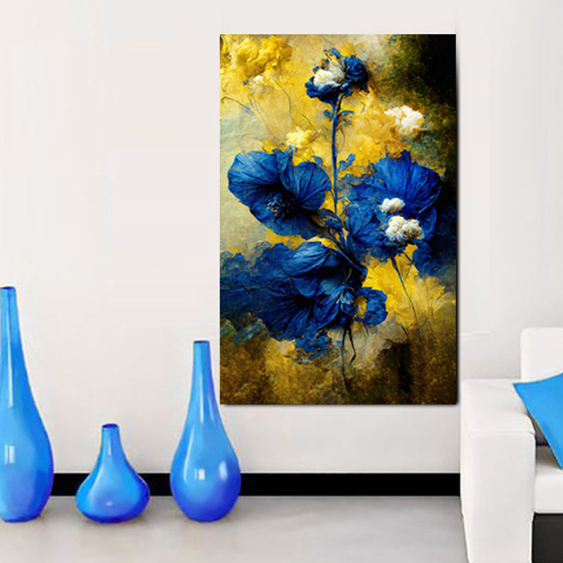 tableau décoratif – Chrome Bleu Nuit et Jaune - 75 x 120 cm