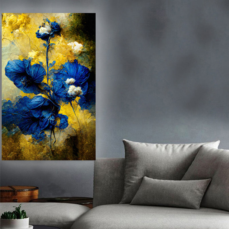 tableau décoratif – Chrome Bleu Nuit et Jaune - 75 x 120 cm