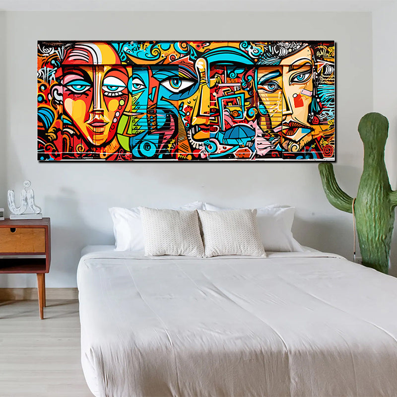 tableau décoratif - Graffiti masques2 bâche mat 150 x 61 cm