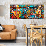 tableau décoratif - Graffiti masques2- vinyle mat pose sur mdf- 150 x 60 cm