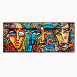 tableau décoratif - Graffiti masques2- vinyle mat pose sur mdf- 150 x 60 cm