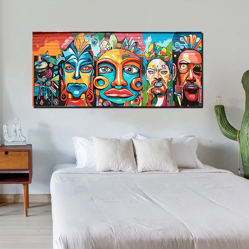 tableau décoratif - Graffiti Masques1 - bâche mat 150 x 60 cm