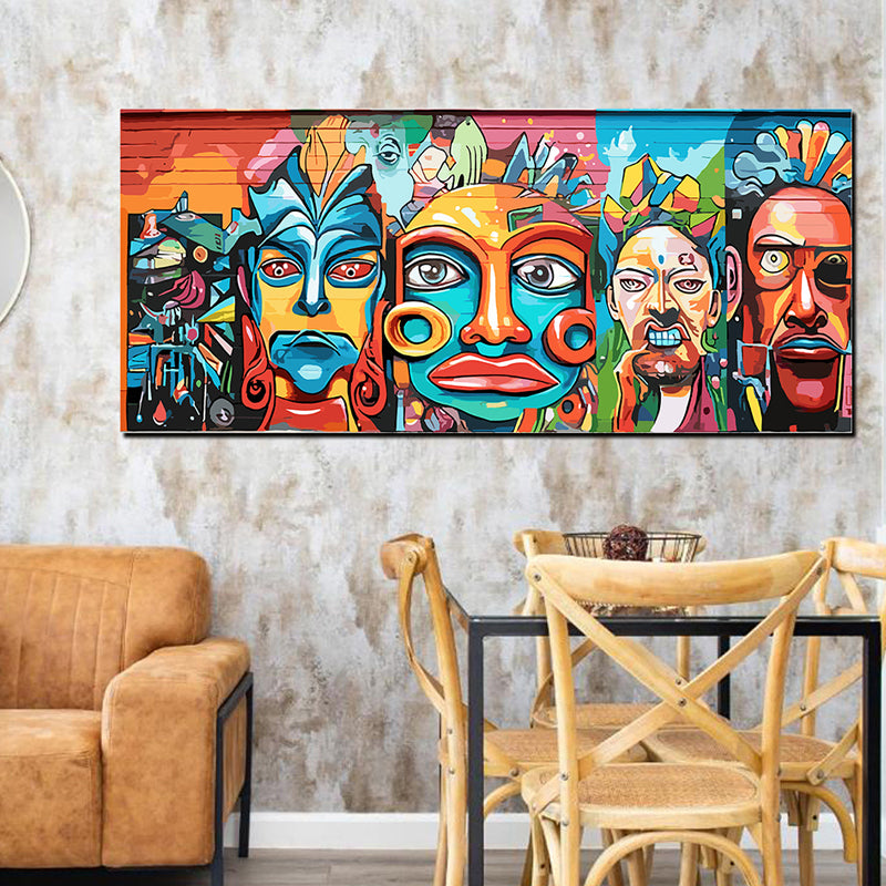 tableau décoratif - Graffiti Masques1 - bâche mat 150 x 60 cm