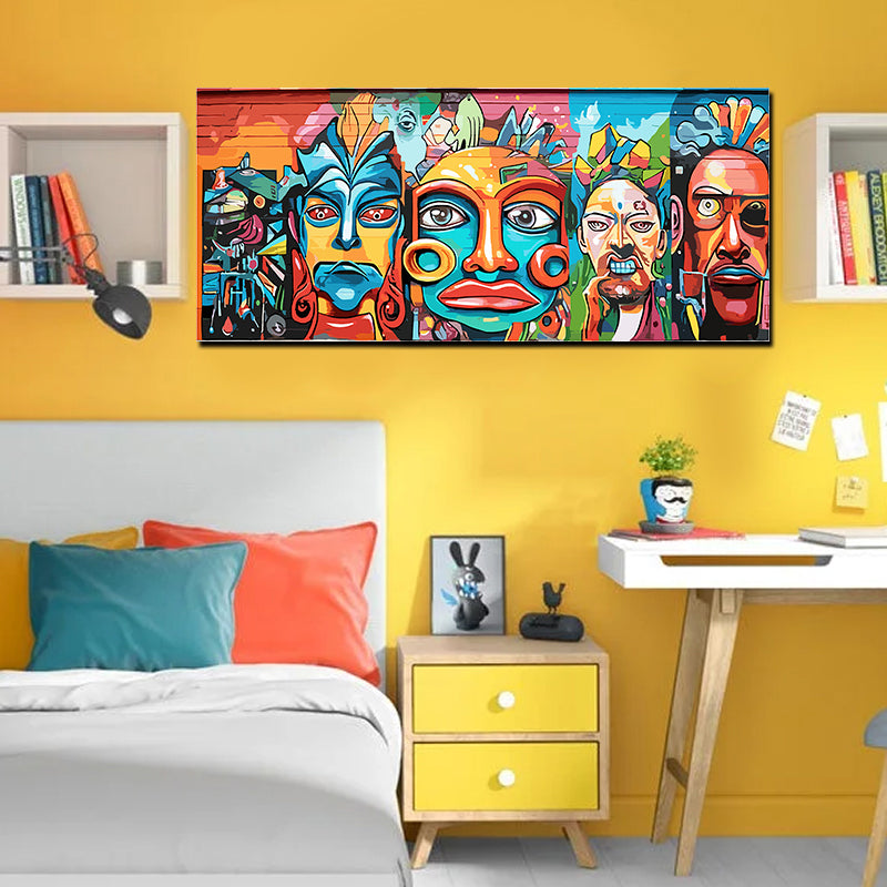 tableau décoratif - Graffiti Masques1 - bâche mat 150 x 60 cm