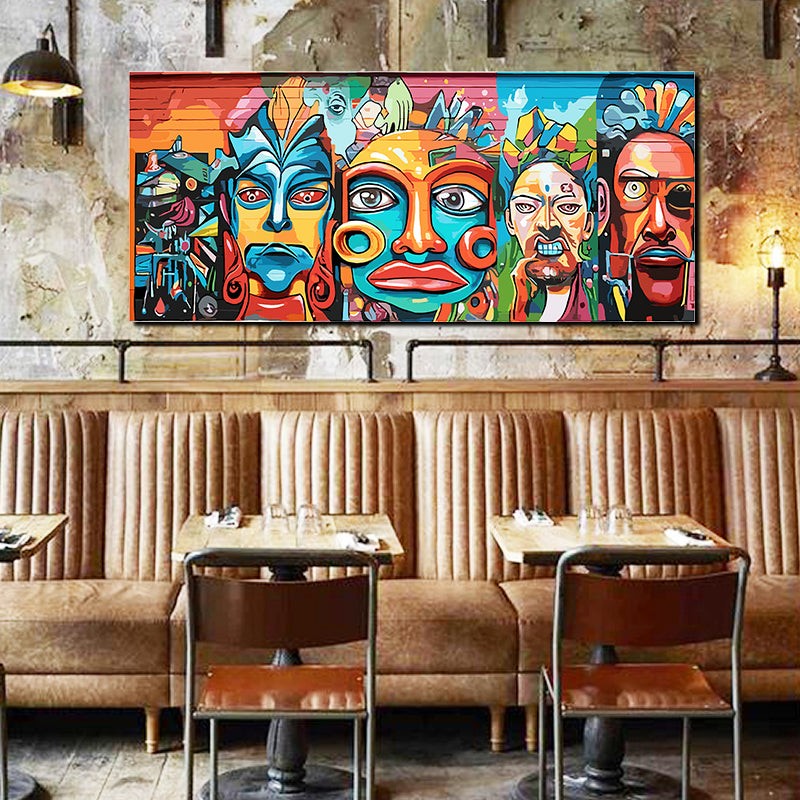 tableau décoratif - Graffiti Masques1 - bâche mat 150 x 60 cm