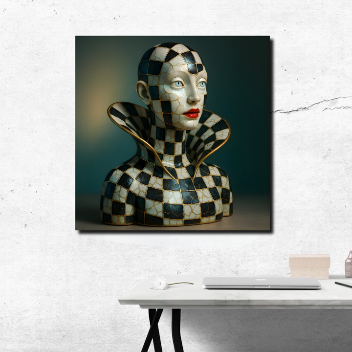 tableau décoratif - Reine du Damier 100 x 100 cm