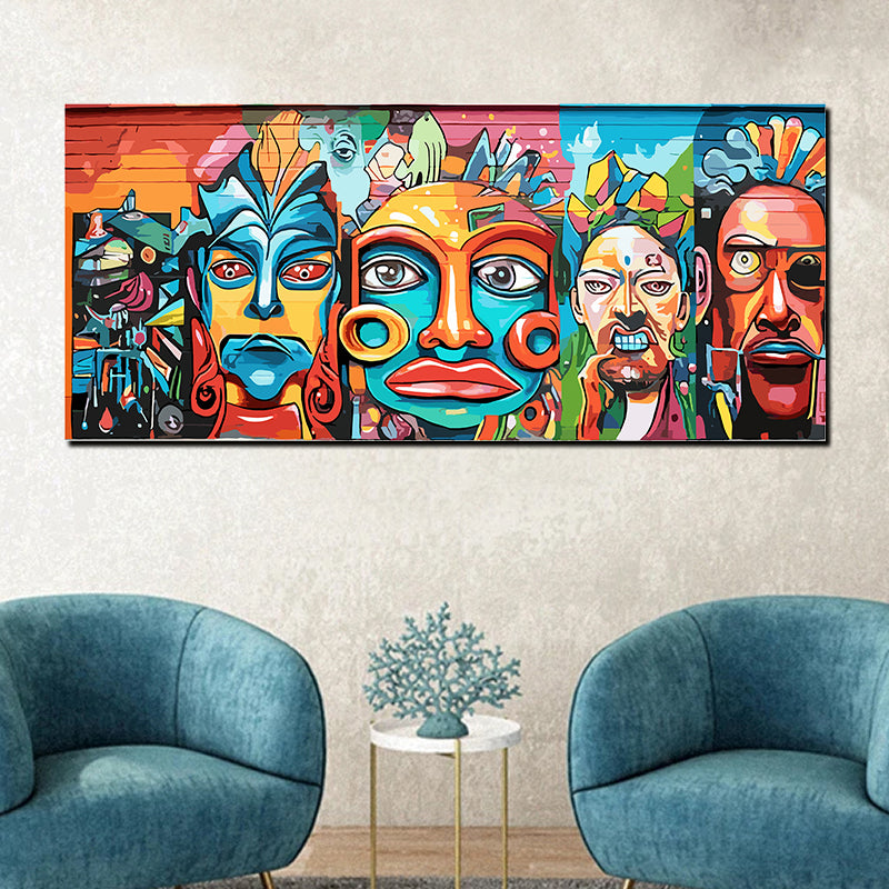 tableau décoratif - Graffiti Masques1 - bâche mat 150 x 60 cm