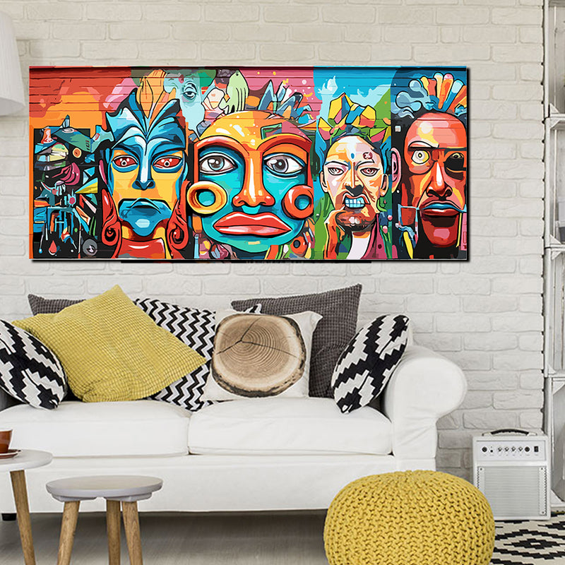 tableau décoratif - Graffiti Masques1 - bâche mat 150 x 60 cm