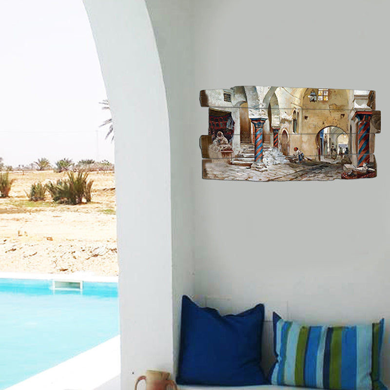 tableau décoratif peinture médina - 35 x 60 cm