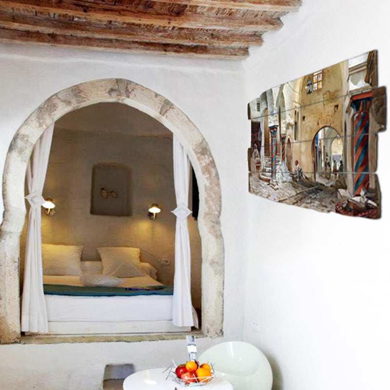 tableau décoratif peinture médina - 35 x 60 cm