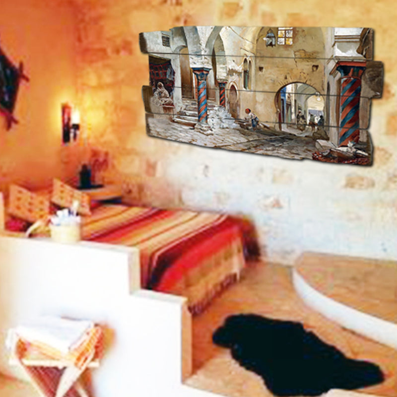 tableau décoratif peinture médina - 35 x 60 cm