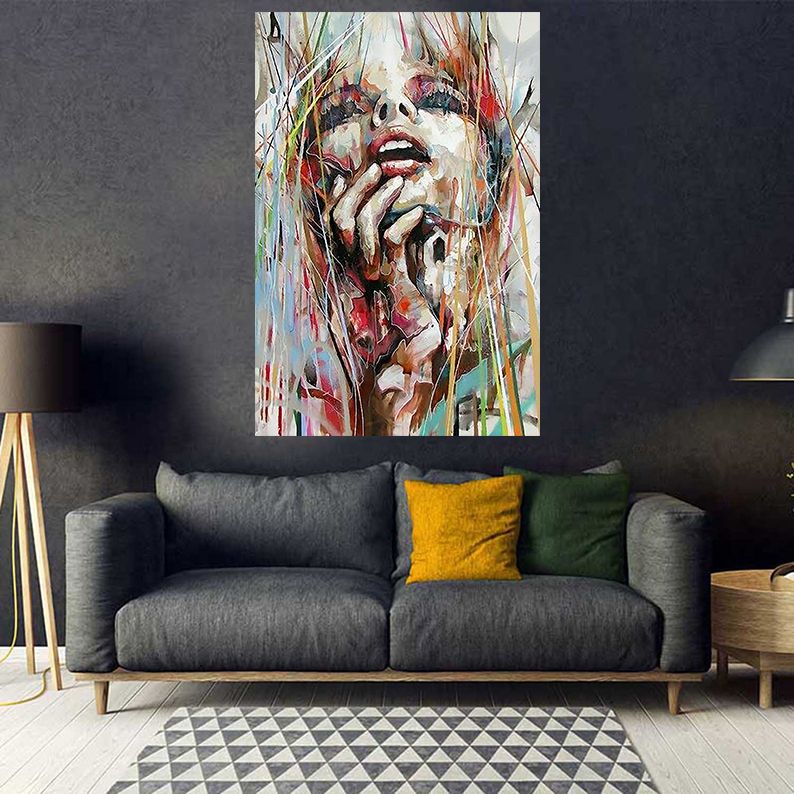 Tableau décoratif - portrait féminin peinture - 80 x 120 cm