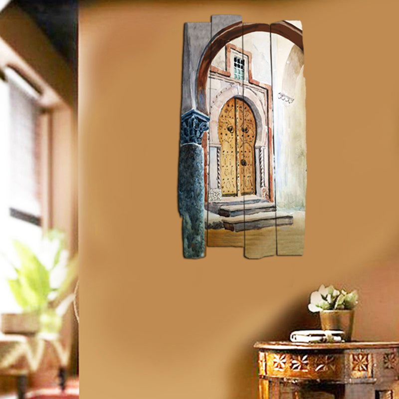 tableau décoratif peinture - porte médina - 35 x 60 cm
