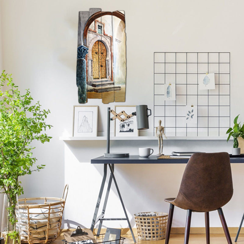 tableau décoratif peinture - porte médina - 35 x 60 cm