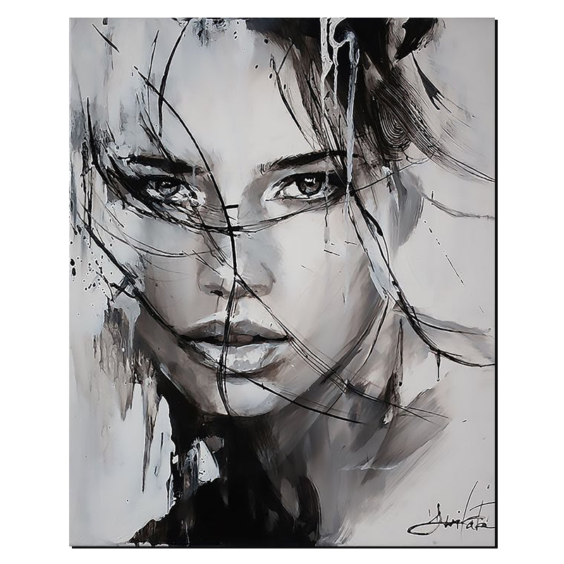 Tableau décoratif noir & blanc- au féminin - 100 x 80 cm