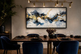Tableau Abstrait "Éclat Saphir & Or" – Art Moderne et Texturé ( 120 cm X 80 cm )