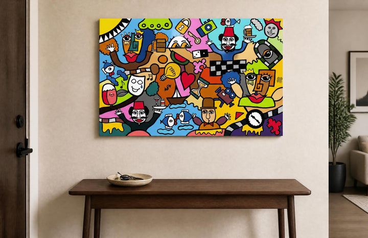 Tableau Néo-Cubiste "Dédale Créatif" – Pop Art & Imagination ( 120 cm X 80 cm )