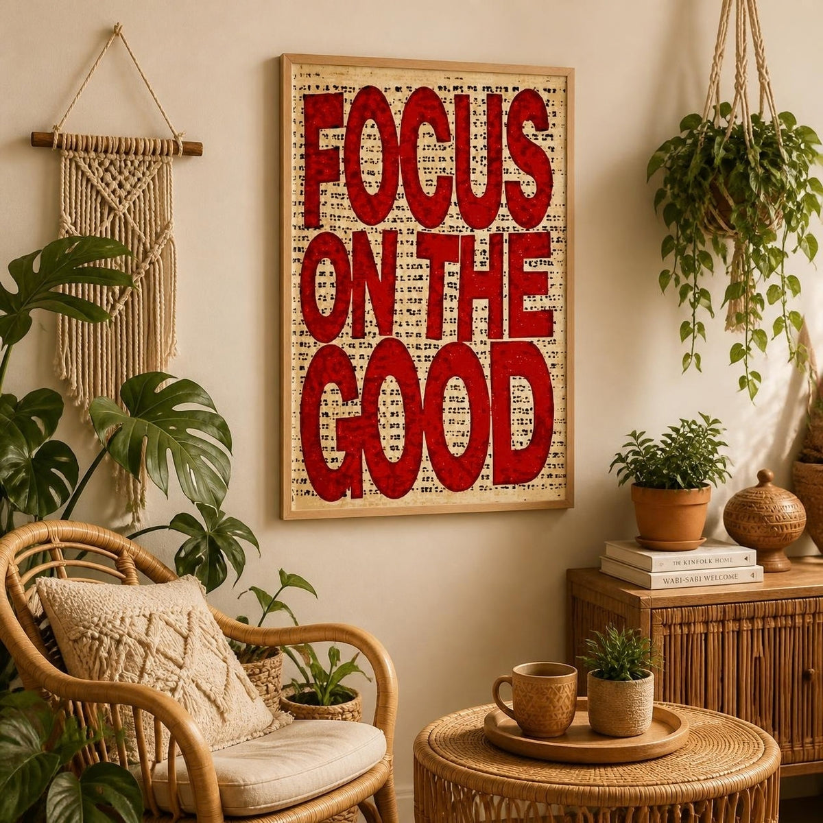 Tableau Décoratif Inspirant Focus On The Good - Vinyle sur MDF