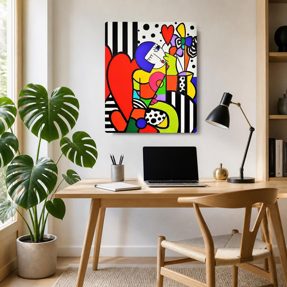Tableau Néo-Pop Art "Cœur & Couleurs" – Décoration Murale Joyeuse ( 100 cm X 80 cm )