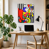 Tableau Néo-Pop Art "Cœur & Couleurs" – Décoration Murale Joyeuse ( 100 cm X 80 cm )