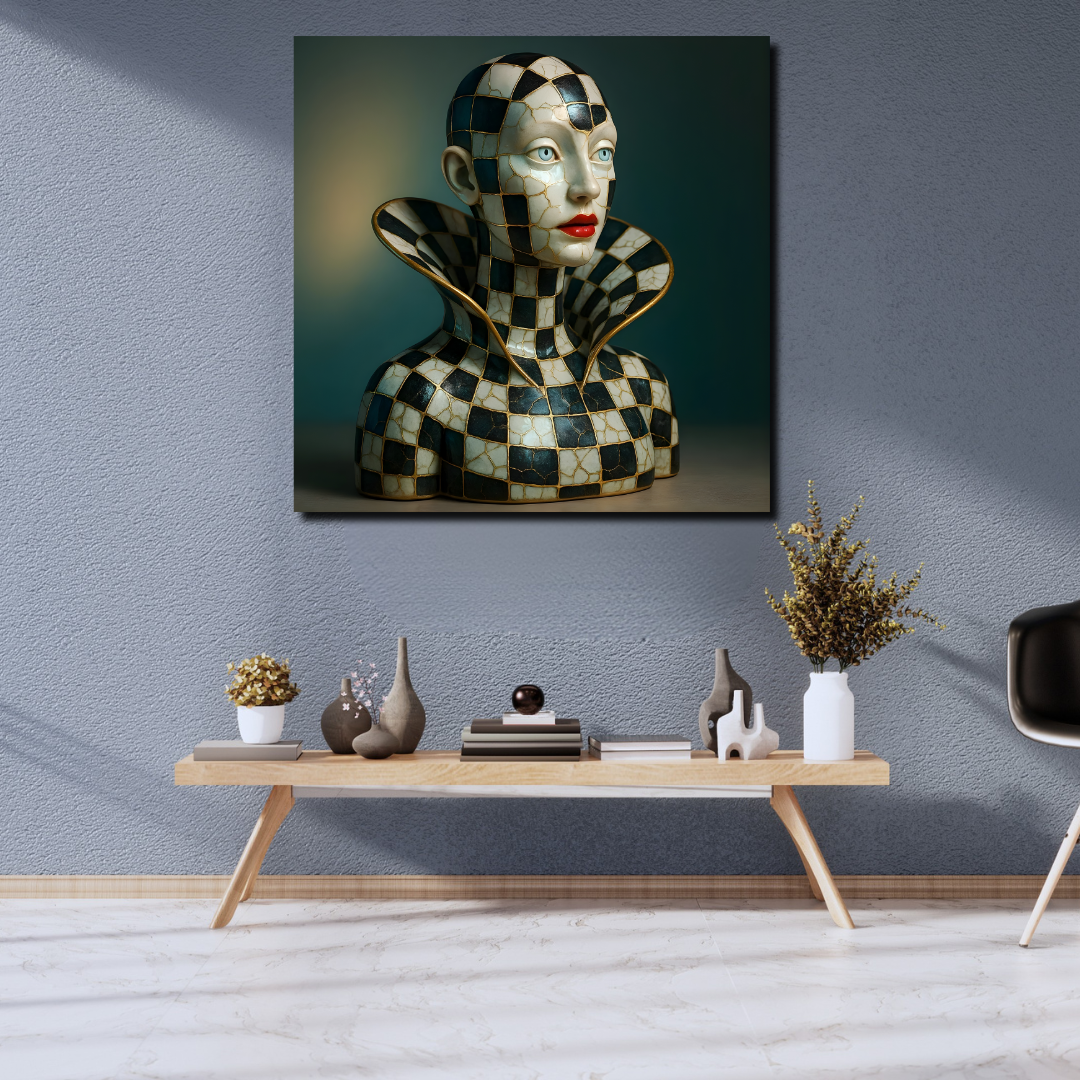 tableau décoratif - Reine du Damier 100 x 100 cm