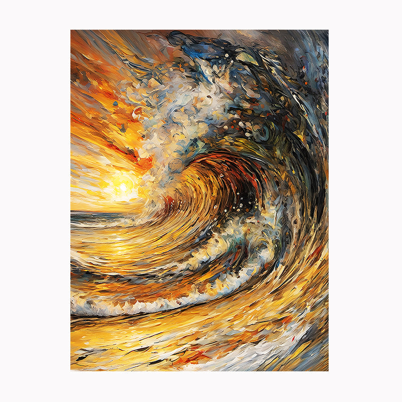 tableau décoratif - Vague au coucher bâche mat 90 – 120 cm