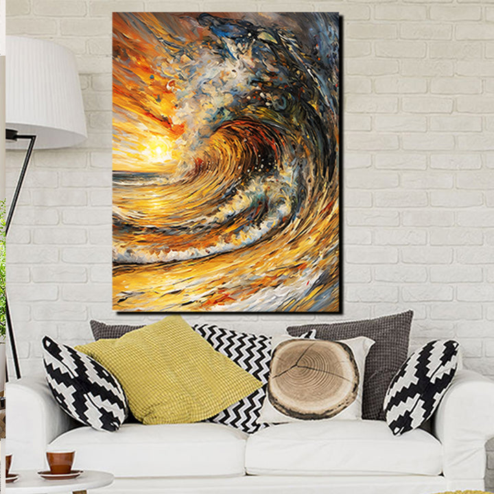 tableau décoratif - Vague au coucher- 90 – 120 cm