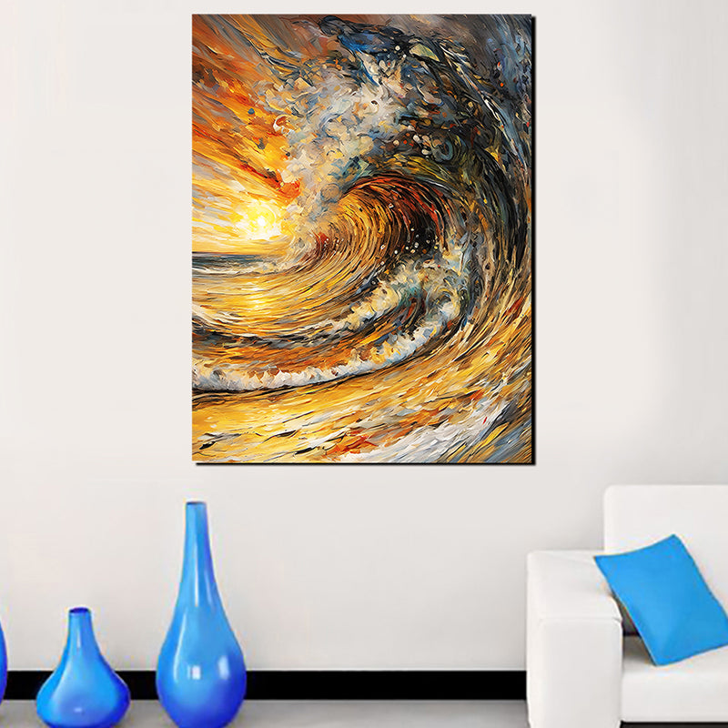 tableau décoratif - Vague au coucher bâche mat 90 – 120 cm