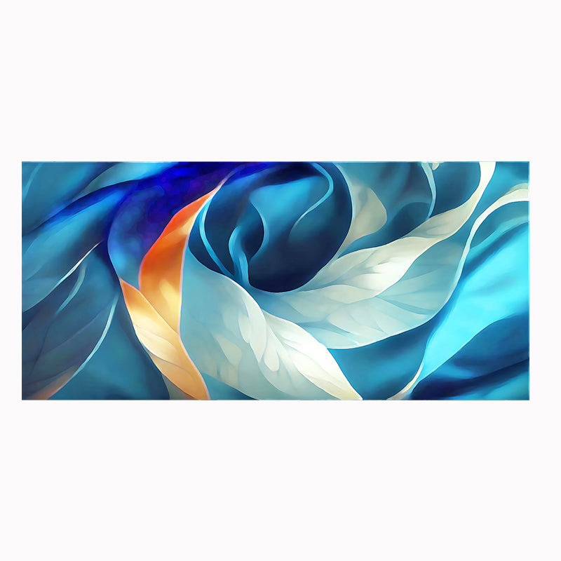 tableau décoratif bleu feuille orangé bâche - 170x75cm