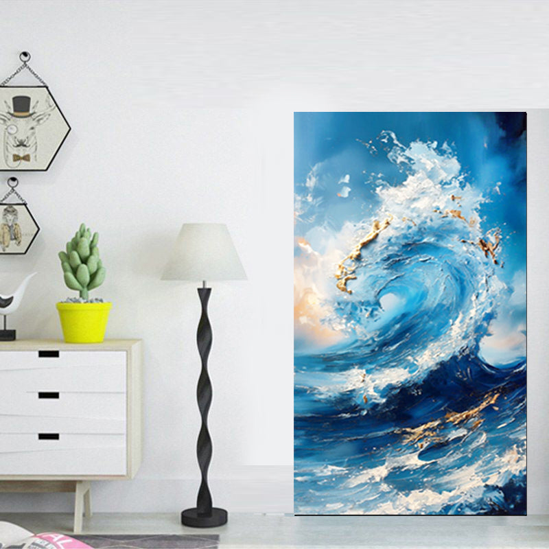 tableau décoratif vague bleu-bâche souple - 60x120 cm