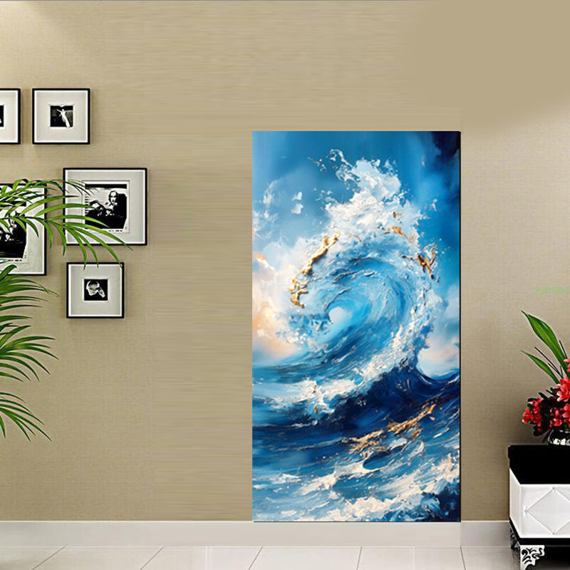 tableau décoratif vague bleu-bâche souple - 60x120 cm