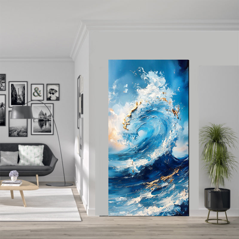 tableau décoratif vague bleu-bâche souple - 60x120 cm