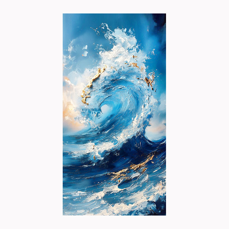 tableau décoratif vague bleu-bâche souple - 60x120 cm