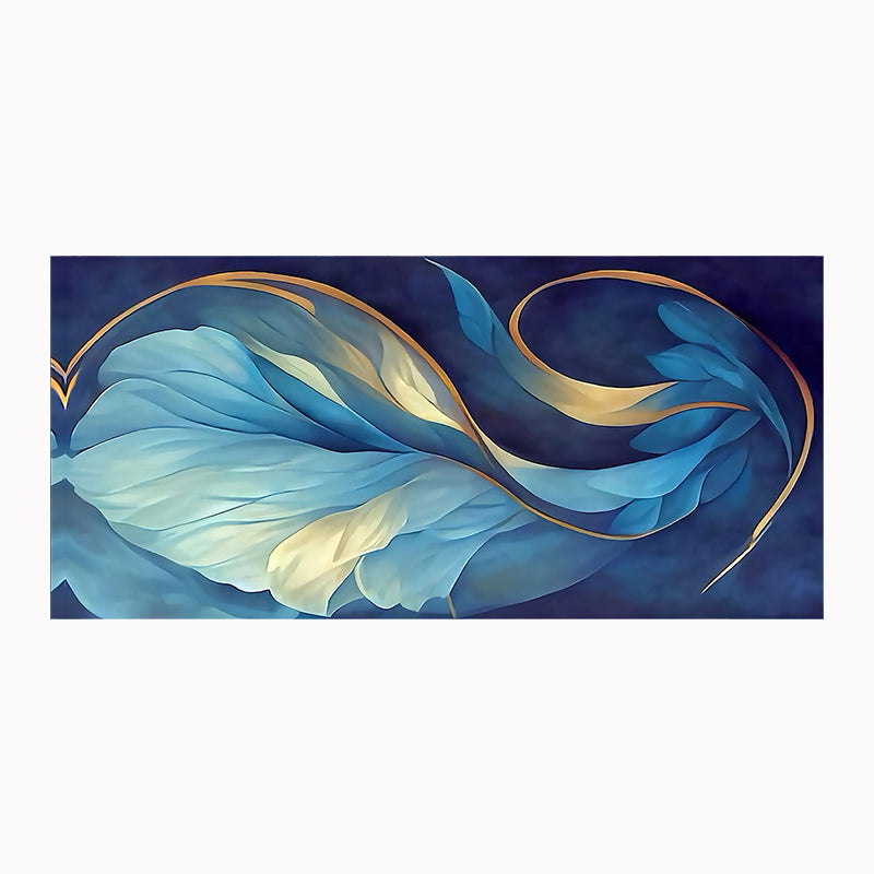 tableau décoratif feuille bleu doré - 170 x 75 cm bache