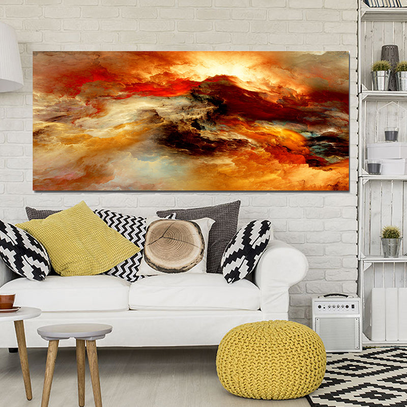 Tableau décoratif abstrait miel - 170x75 cm